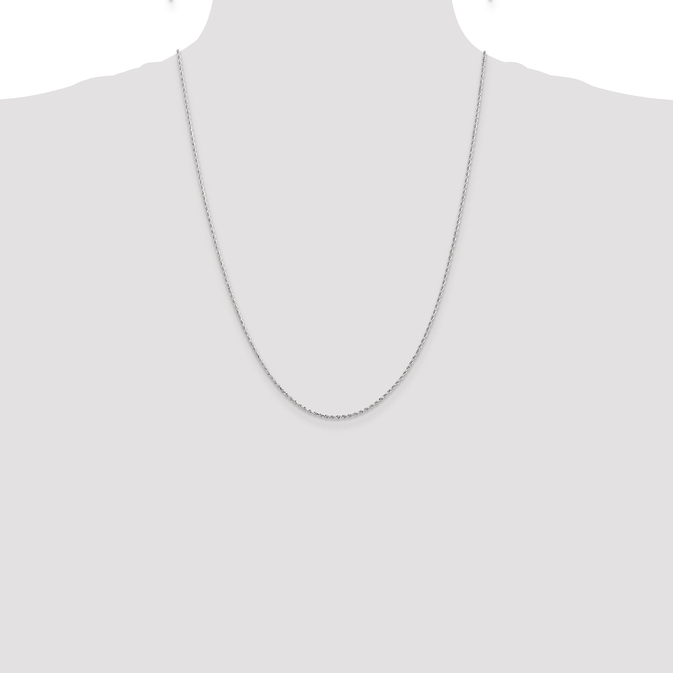 10K White Gold 1.5mm Diamond-Cut Rope Chain