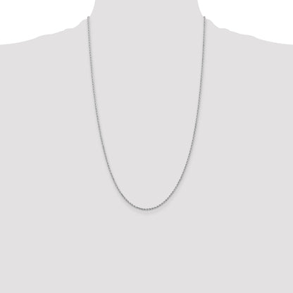 14k White Gold 26 inch 1.5mm Diamond-cut Rope with Lobster Clasp Chain Necklace