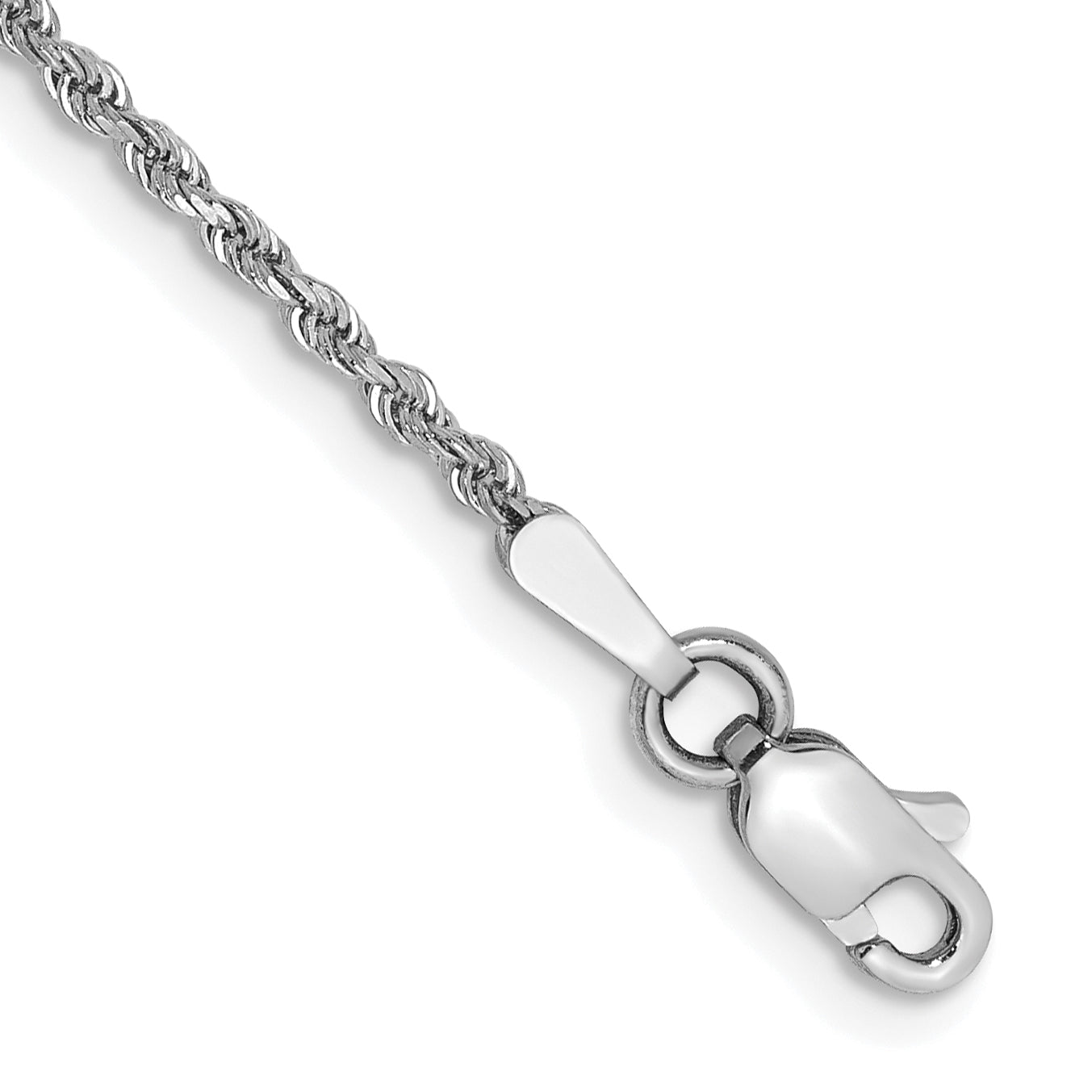 14k White Gold 5.5 inch 1.5mm Diamond-cut Rope with Lobster Clasp Chain Bracelet
