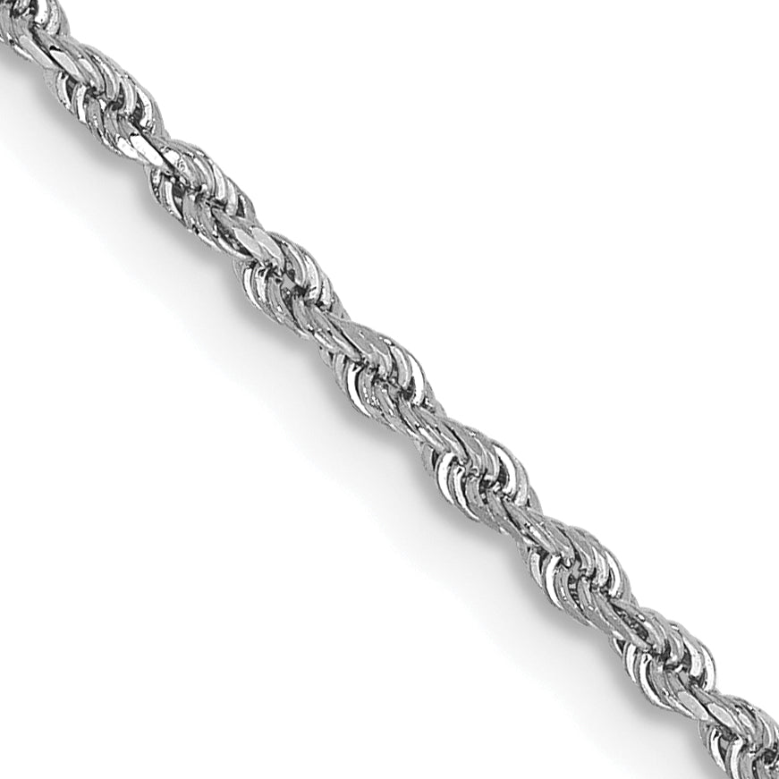 14k White Gold 22 inch 1.5mm Diamond-cut Rope with Lobster Clasp Chain Necklace