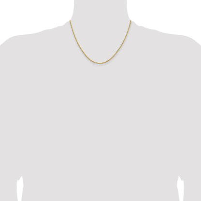 18 Inch 14k Yellow Gold 1.8mm Lightweight D/C Rope with Lobster Clasp Chain Necklace