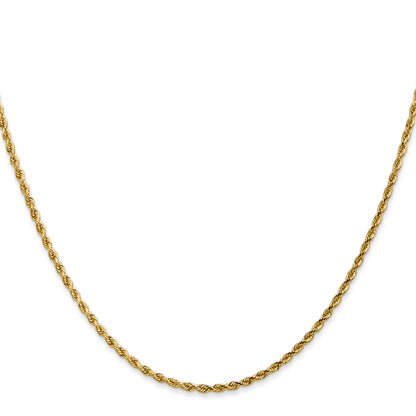 14k Yellow Gold 26 inch 1.75mm Diamond-cut Rope with Lobster Clasp Chain Necklace