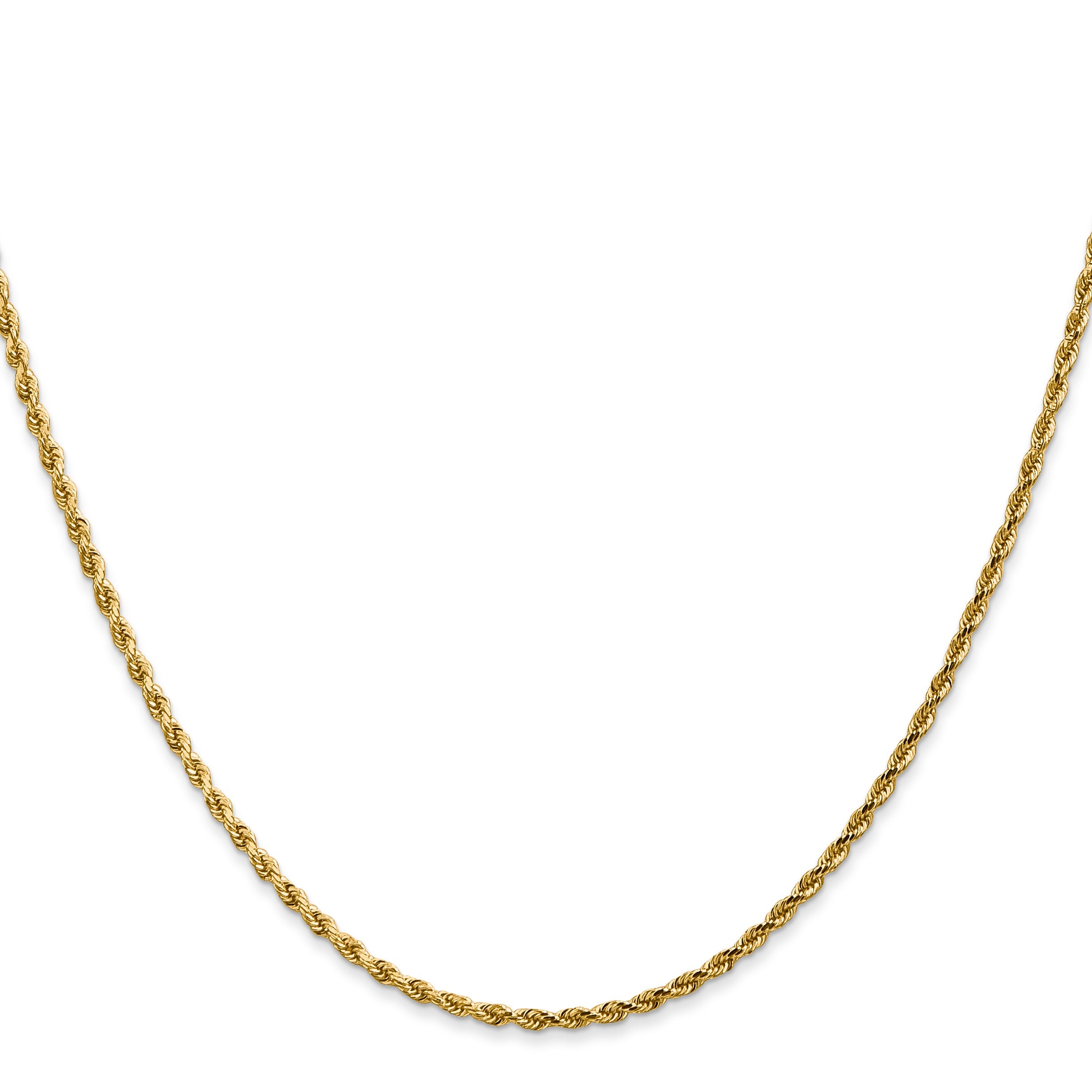 14k Yellow Gold 28 inch 1.75mm Diamond-cut Rope with Lobster Clasp Chain Necklace