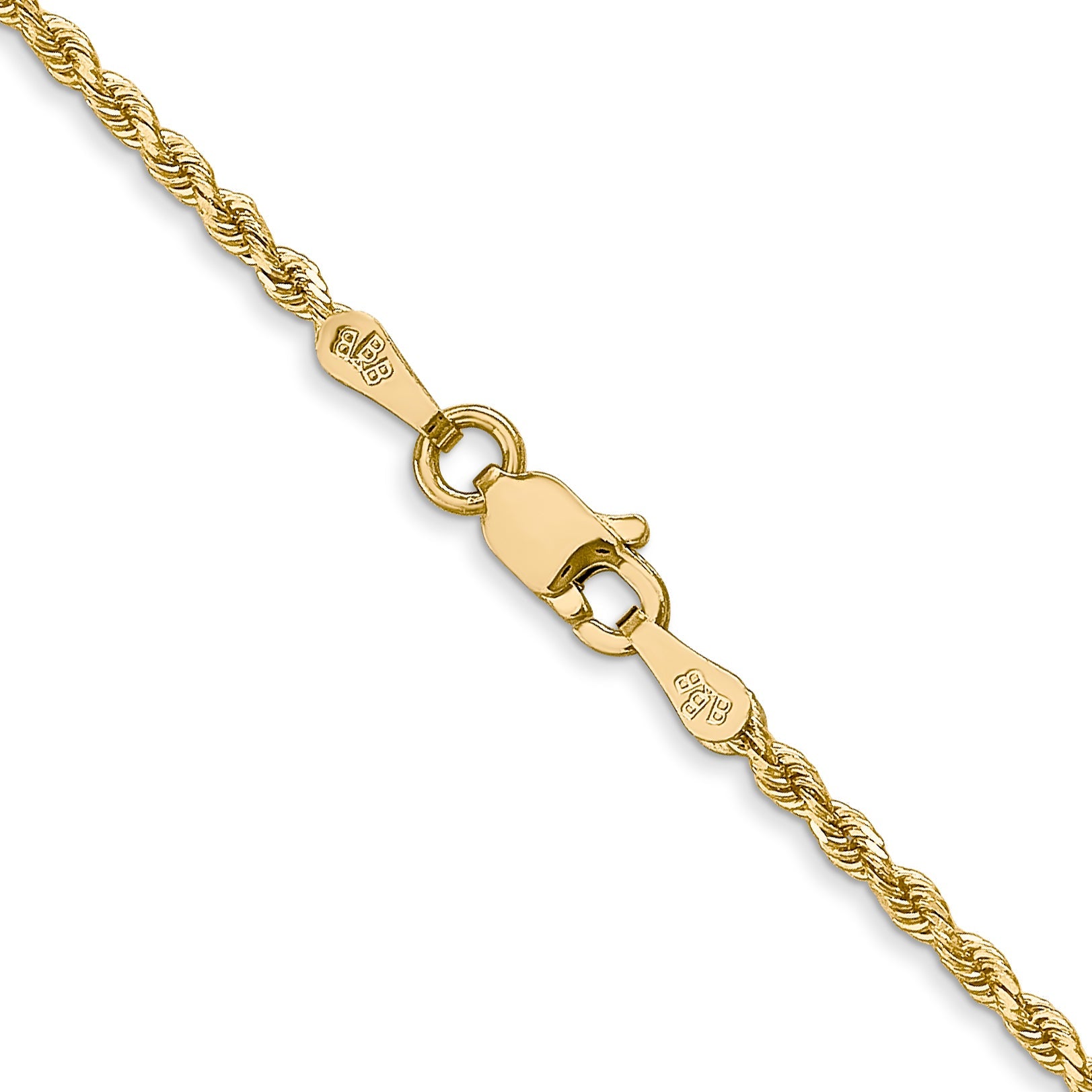 14k Yellow Gold 26 inch 1.75mm Diamond-cut Rope with Lobster Clasp Chain Necklace
