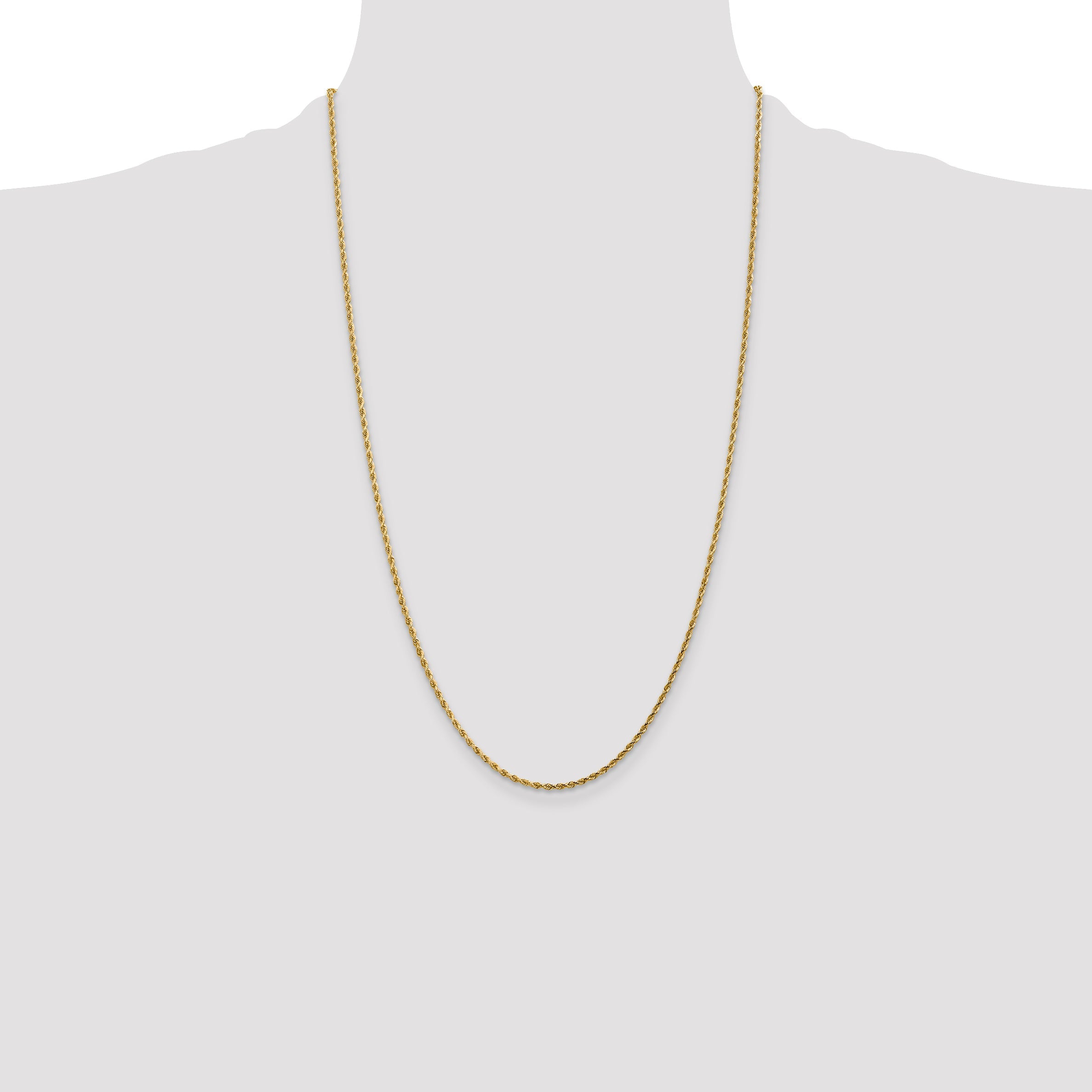 14k Yellow Gold 26 inch 1.75mm Diamond-cut Rope with Lobster Clasp Chain Necklace