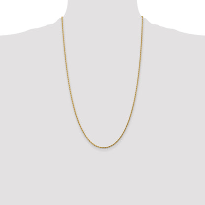 14k Yellow Gold 26 inch 1.75mm Diamond-cut Rope with Lobster Clasp Chain Necklace