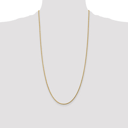14k Yellow Gold 28 inch 1.75mm Diamond-cut Rope with Lobster Clasp Chain Necklace