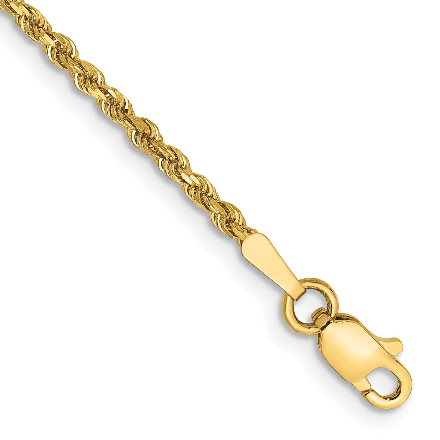 14k Yellow Gold 5.5 inch 1.75mm Diamond-cut Rope with Lobster Clasp Chain Bracelet