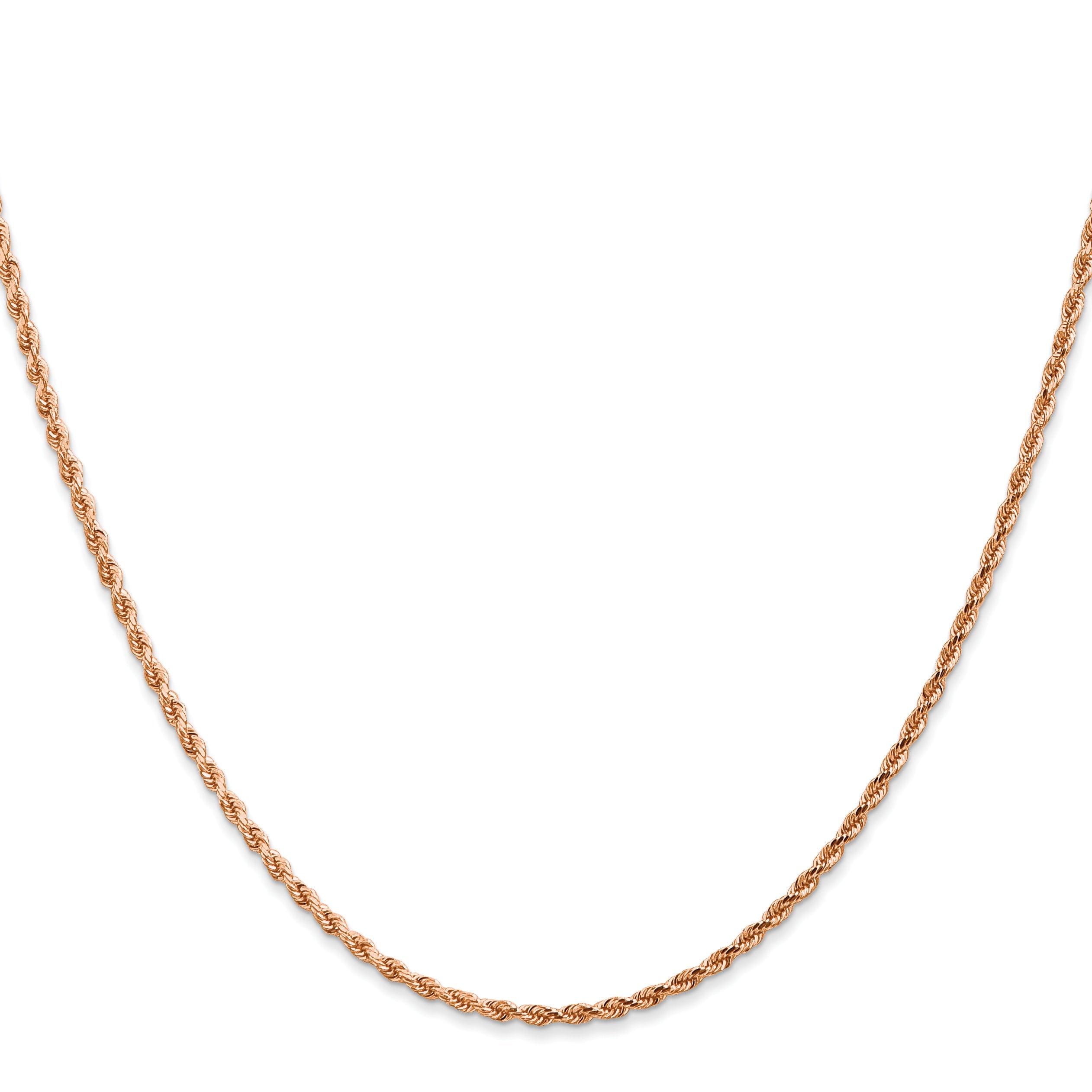 14k Rose Gold 30 inch 1.75mm Diamond-cut Rope with Lobster Clasp Chain Necklace