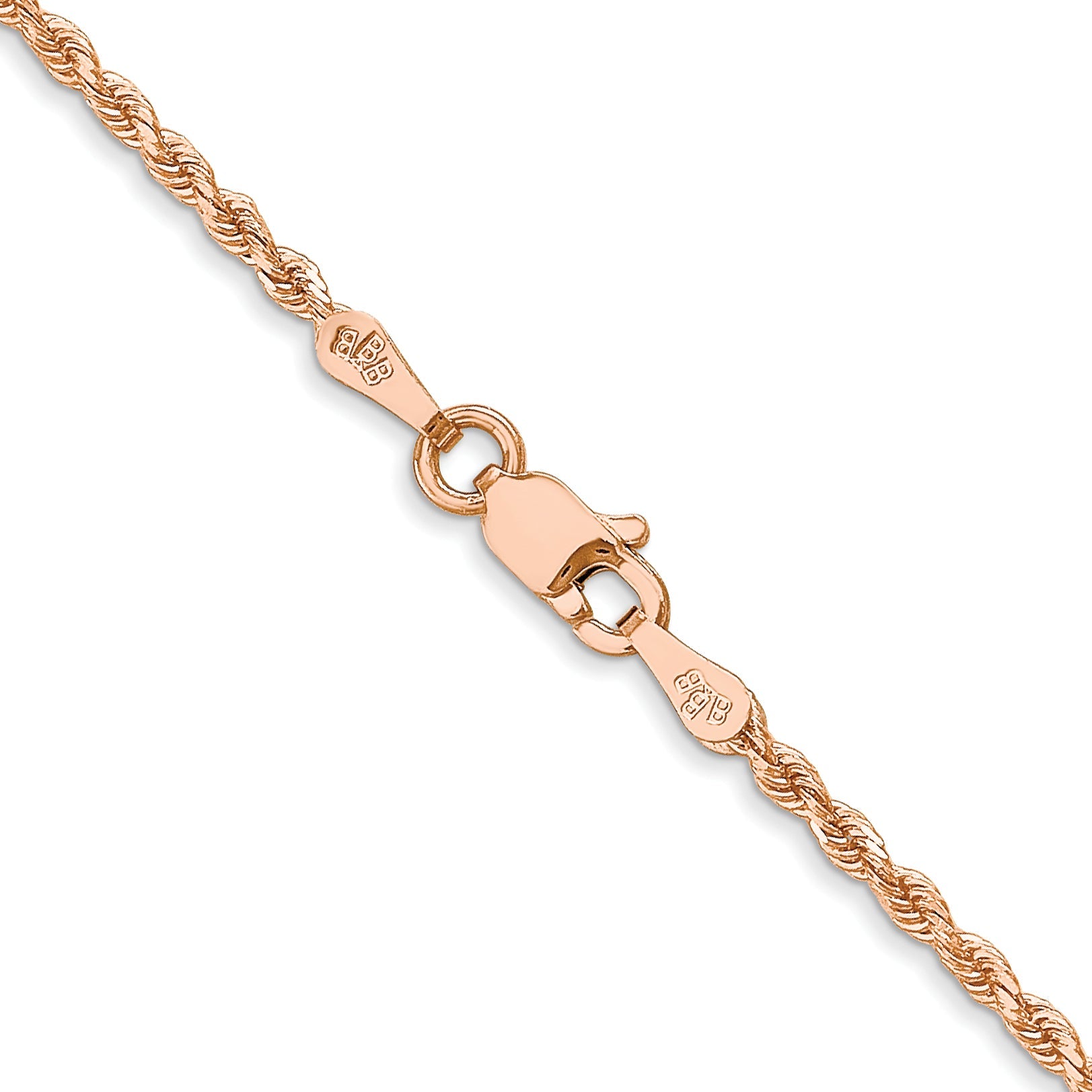 14k Rose Gold 30 inch 1.75mm Diamond-cut Rope with Lobster Clasp Chain Necklace