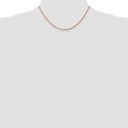 14k Rose Gold 16 inch 1.75mm Diamond-cut Rope with Lobster Clasp Chain Necklace