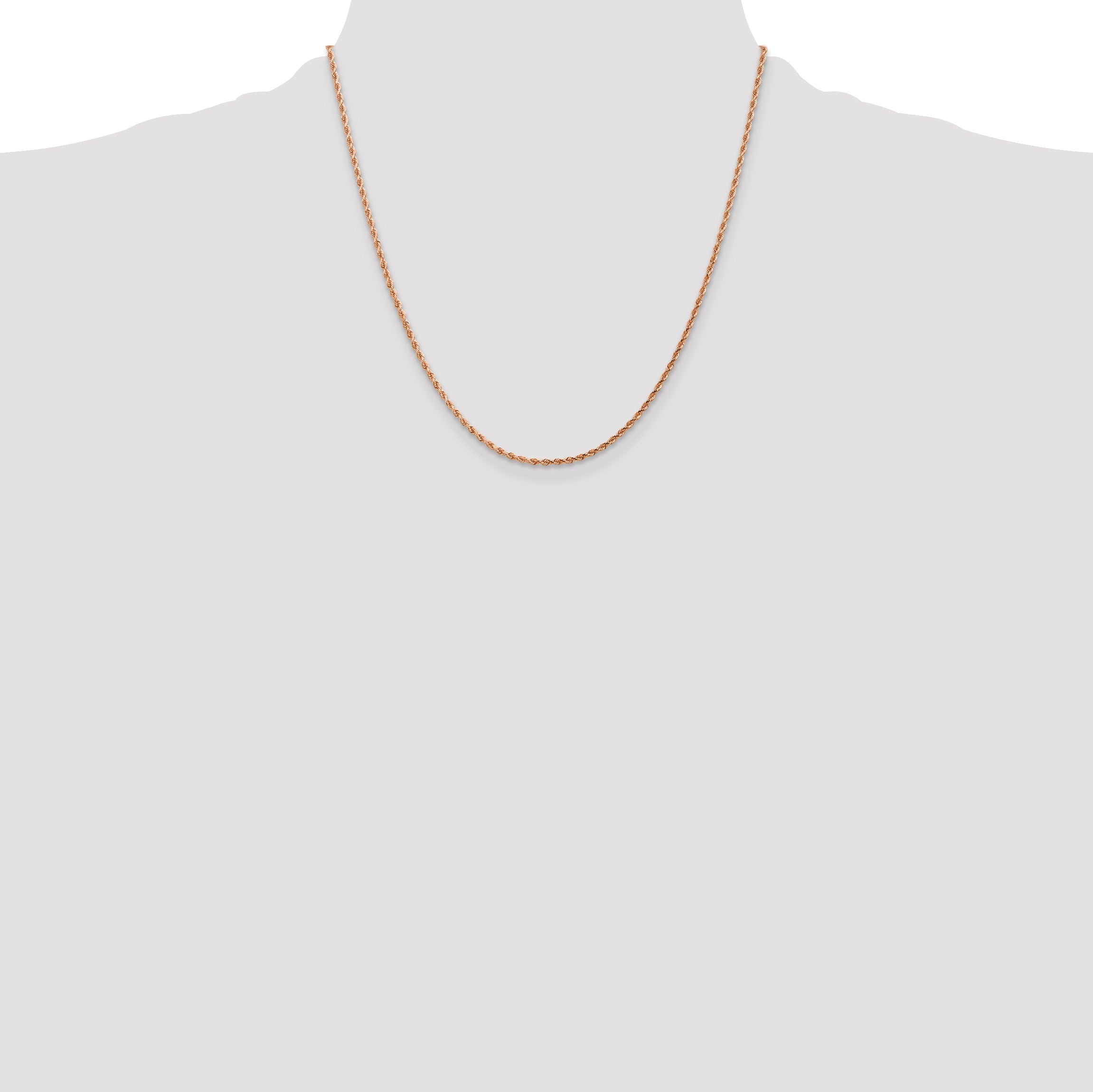 14k Rose Gold 20 inch 1.75mm Diamond-cut Rope with Lobster Clasp Chain Necklace