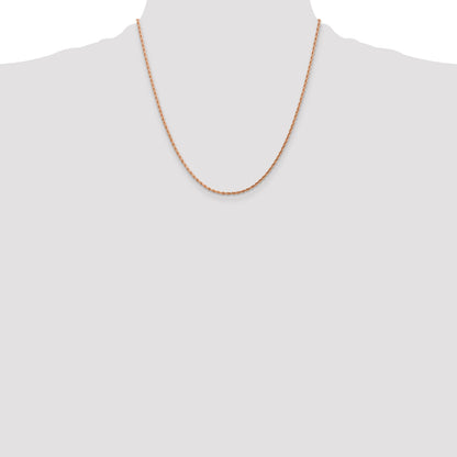 14k Rose Gold 20 inch 1.75mm Diamond-cut Rope with Lobster Clasp Chain Necklace