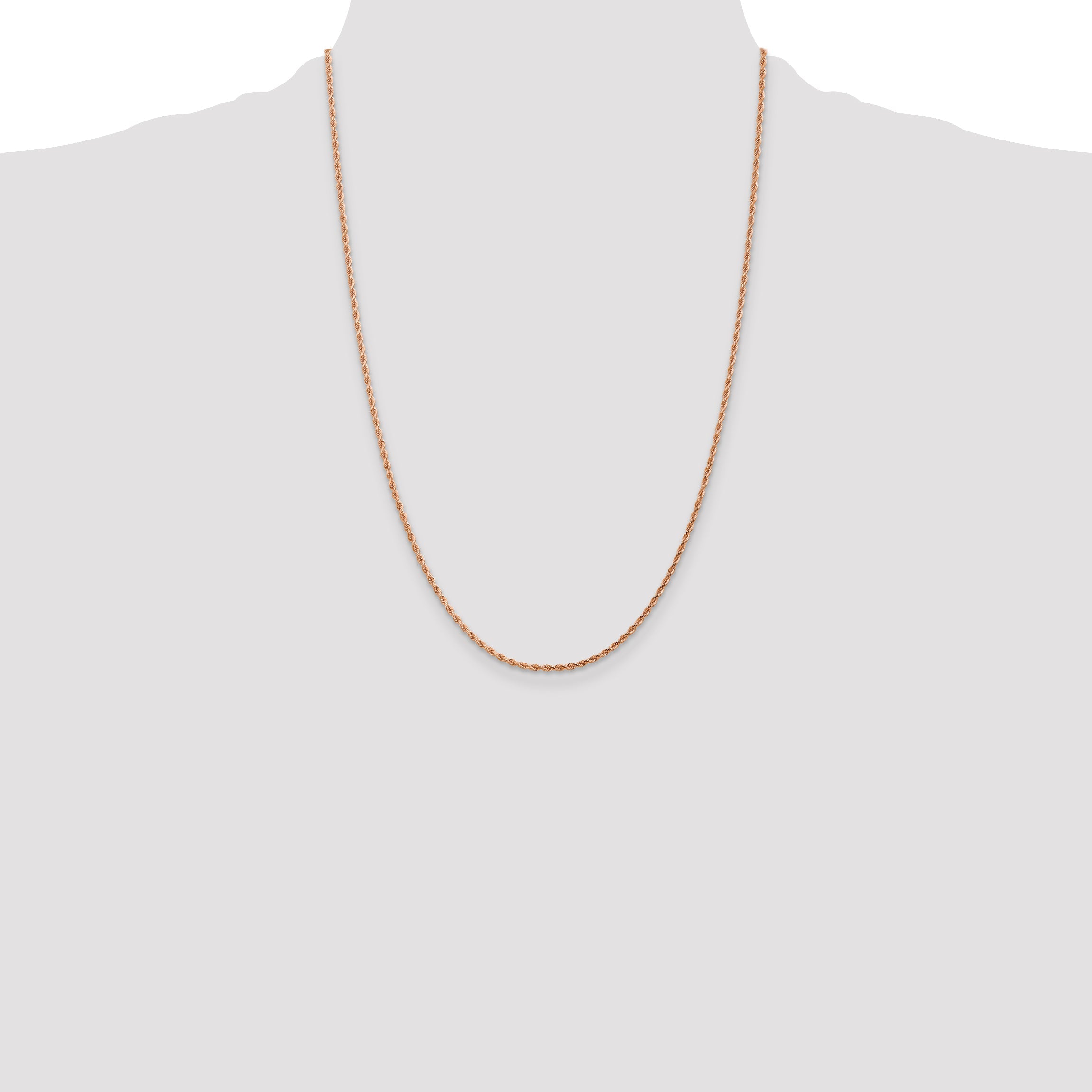 14k Rose Gold 24 inch 1.75mm Diamond-cut Rope with Lobster Clasp Chain Necklace