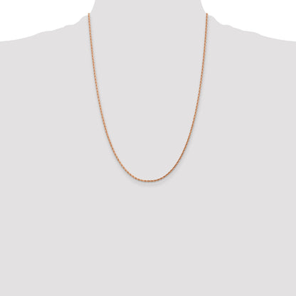 14k Rose Gold 24 inch 1.75mm Diamond-cut Rope with Lobster Clasp Chain Necklace