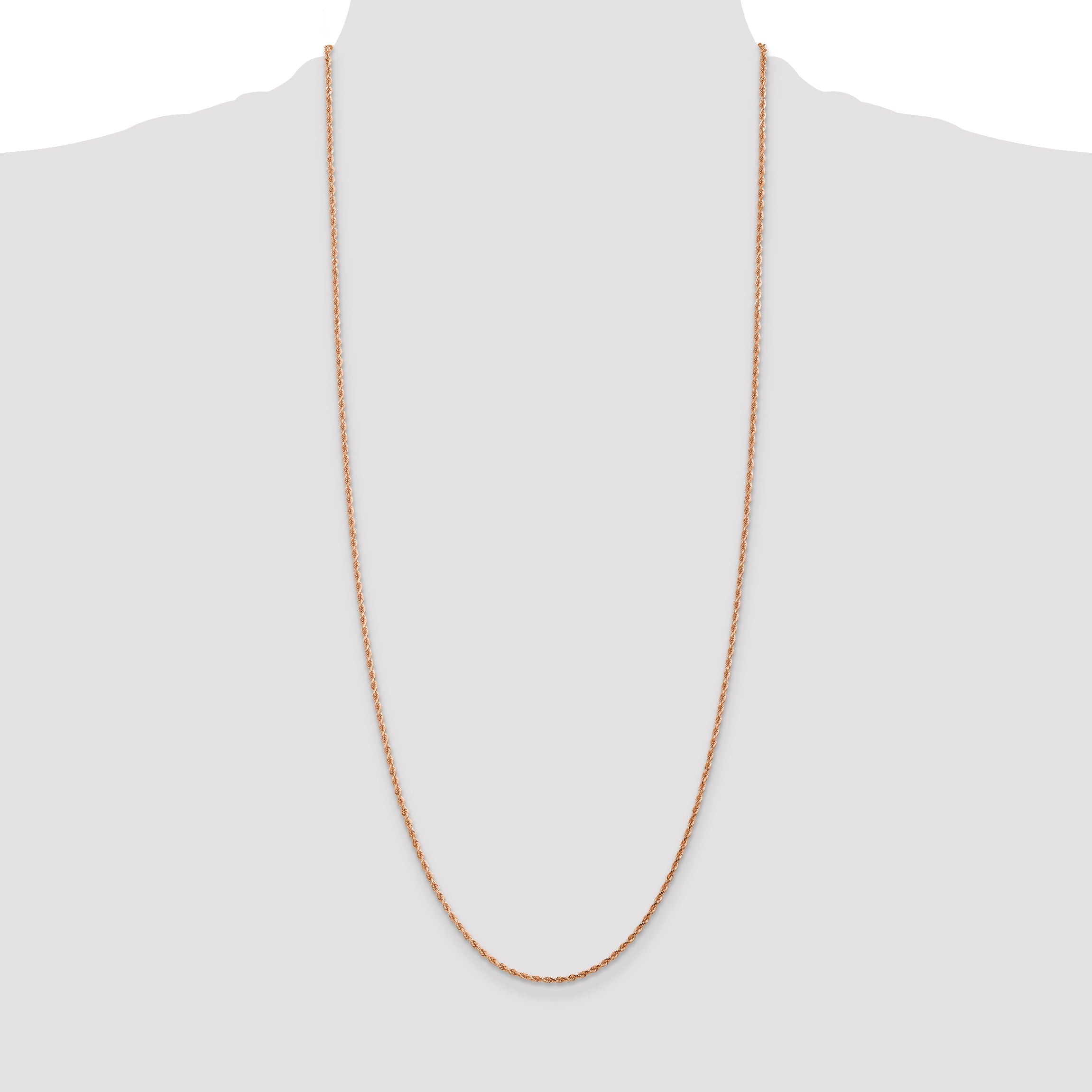 14k Rose Gold 30 inch 1.75mm Diamond-cut Rope with Lobster Clasp Chain Necklace