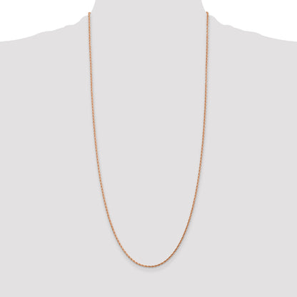 14k Rose Gold 30 inch 1.75mm Diamond-cut Rope with Lobster Clasp Chain Necklace