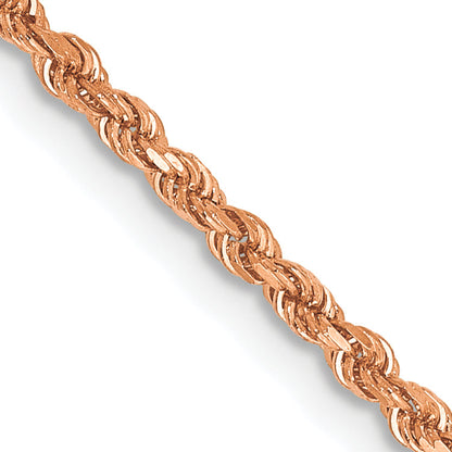 14k Rose Gold 20 inch 1.75mm Diamond-cut Rope with Lobster Clasp Chain Necklace