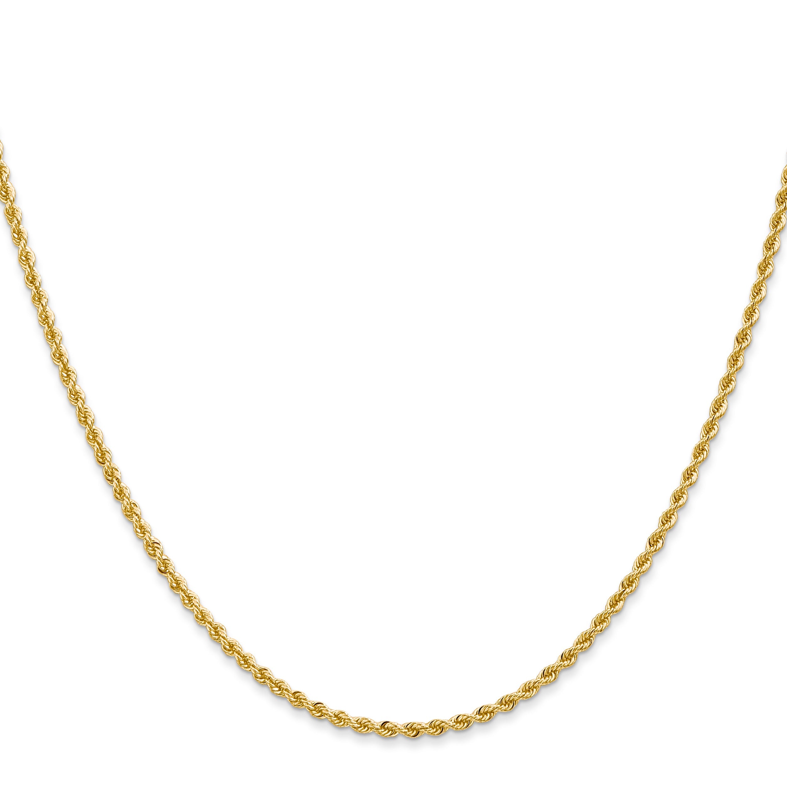 14k Yellow Gold 36 inch 2mm Regular Rope with Lobster Clasp Chain Necklace