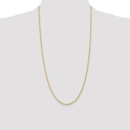 14k Yellow Gold 28 inch 2mm Regular Rope with Lobster Clasp Chain Necklace