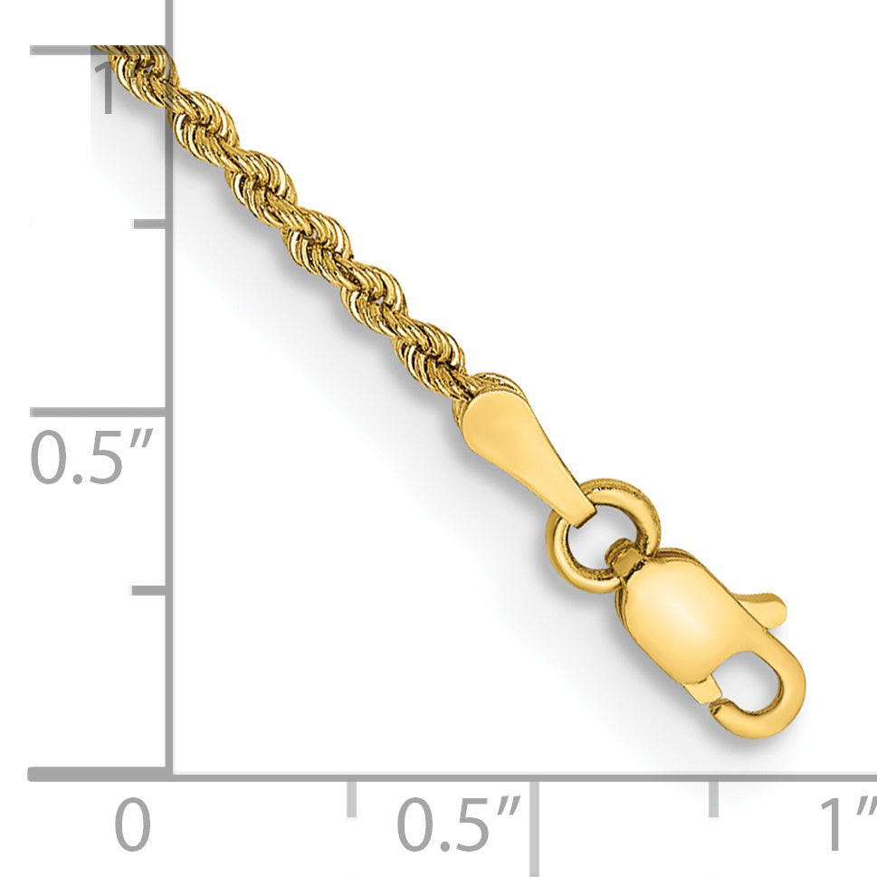 14k Yellow Gold 9 inch 2mm Regular Rope with Lobster Clasp Anklet