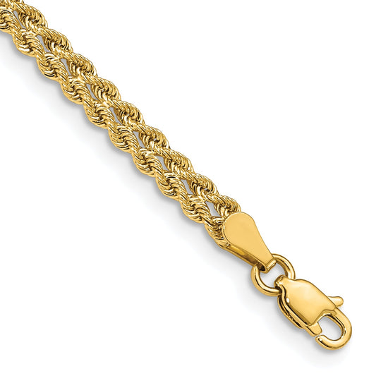 14k Yellow Gold 3.75mm Double Strand Rope Bracelet