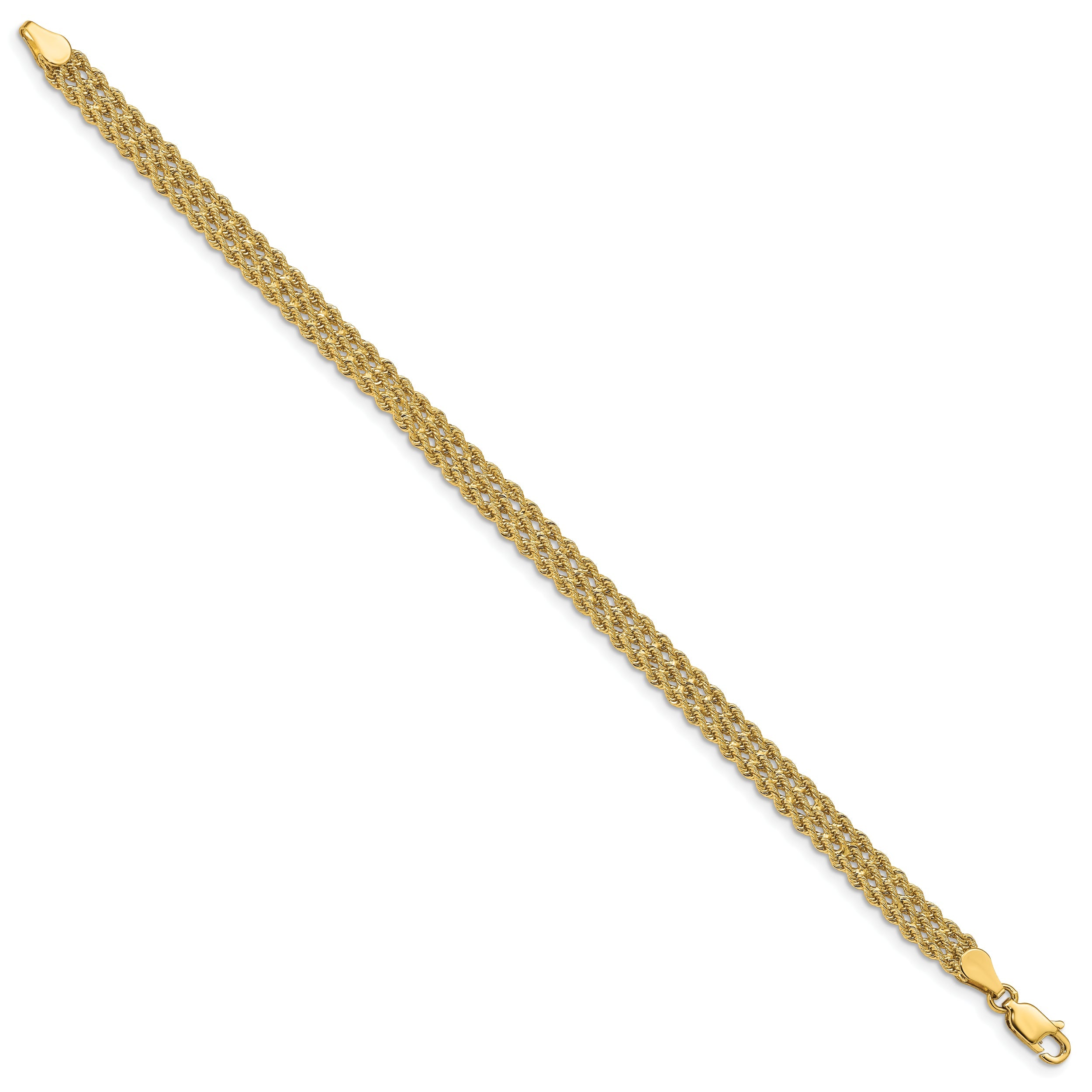 14k Yellow Gold 5.5mm Triple Strand Rope Bracelet