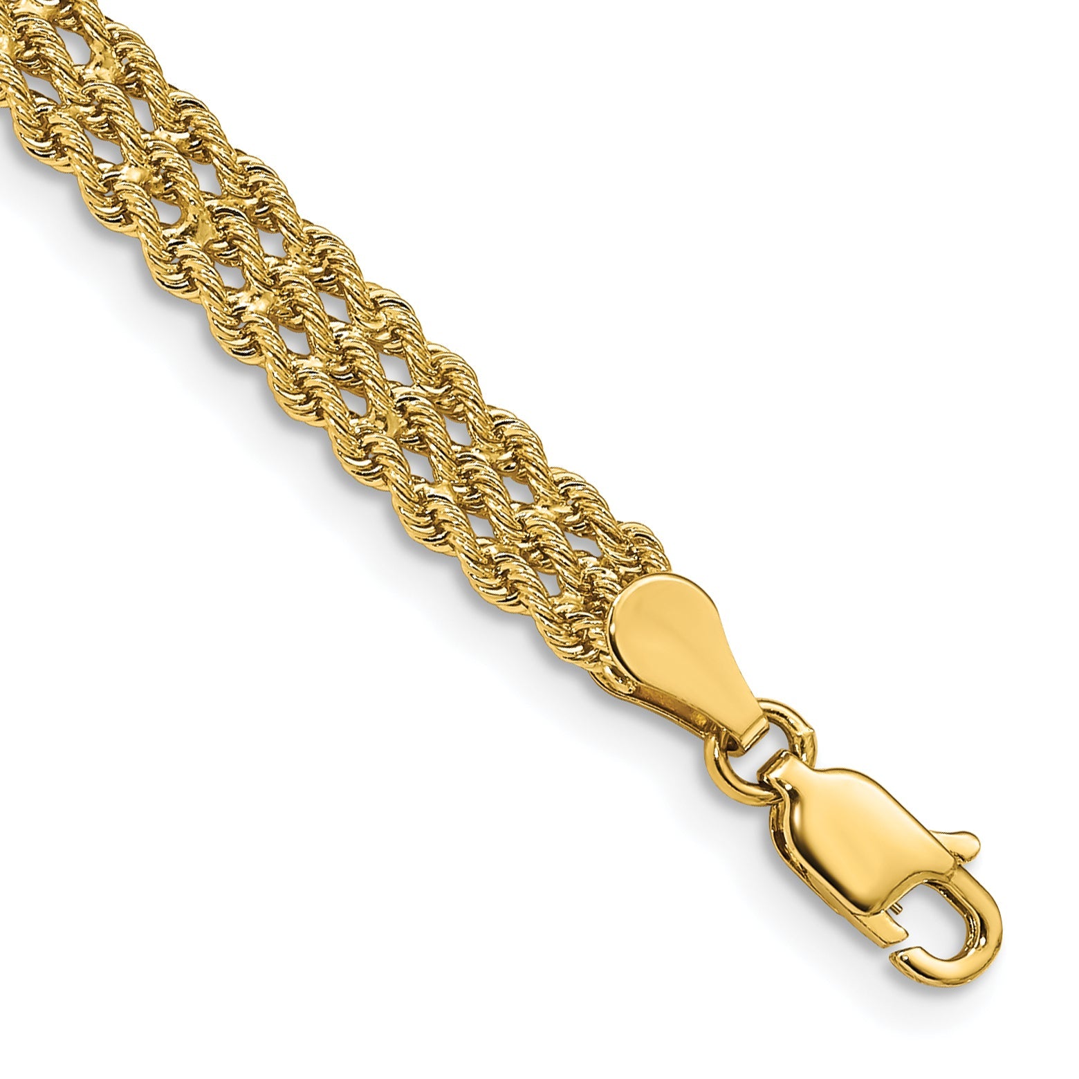 14k Yellow Gold 5.5mm Triple Strand Rope Bracelet