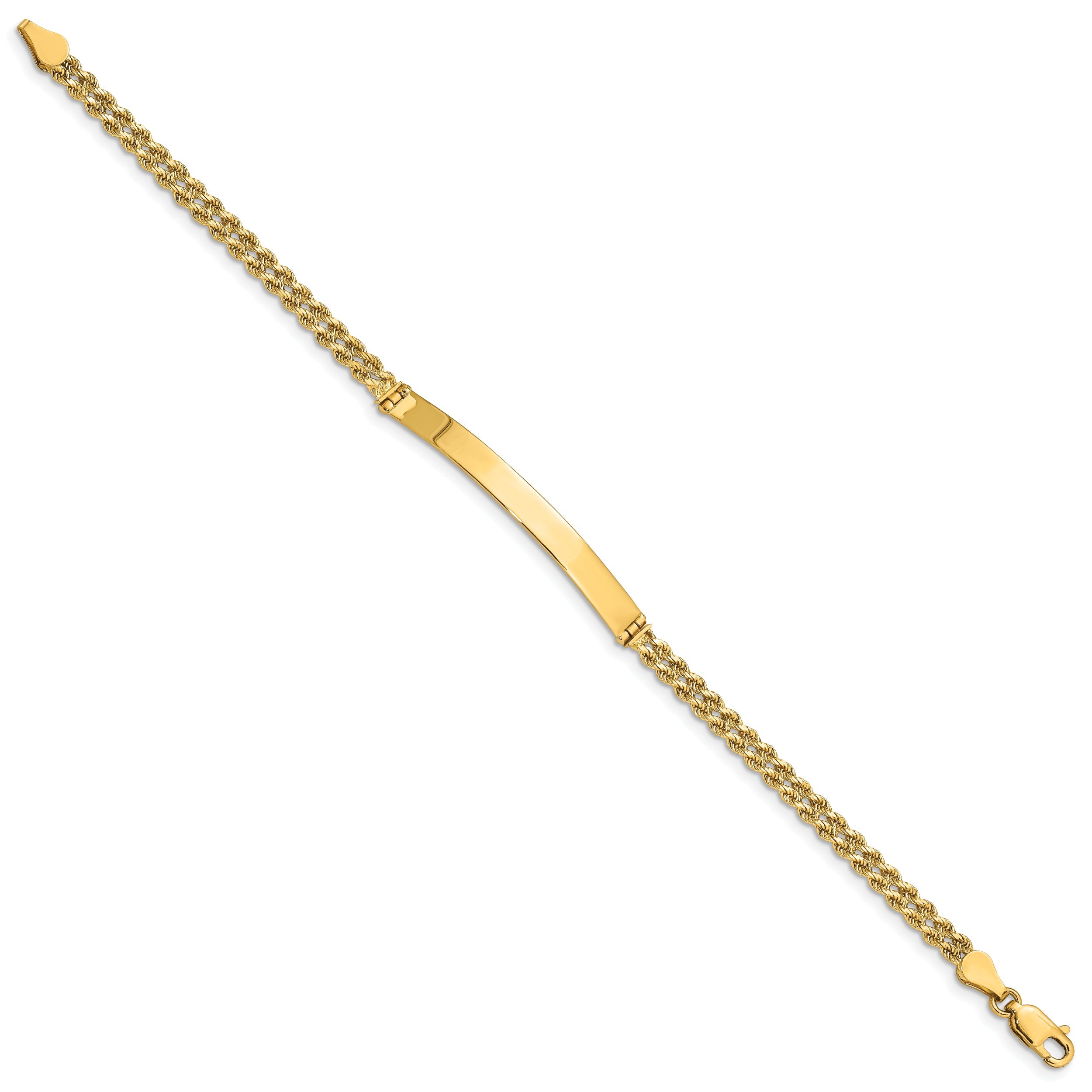 14k Yellow Gold Two Strand Rope ID Bracelet