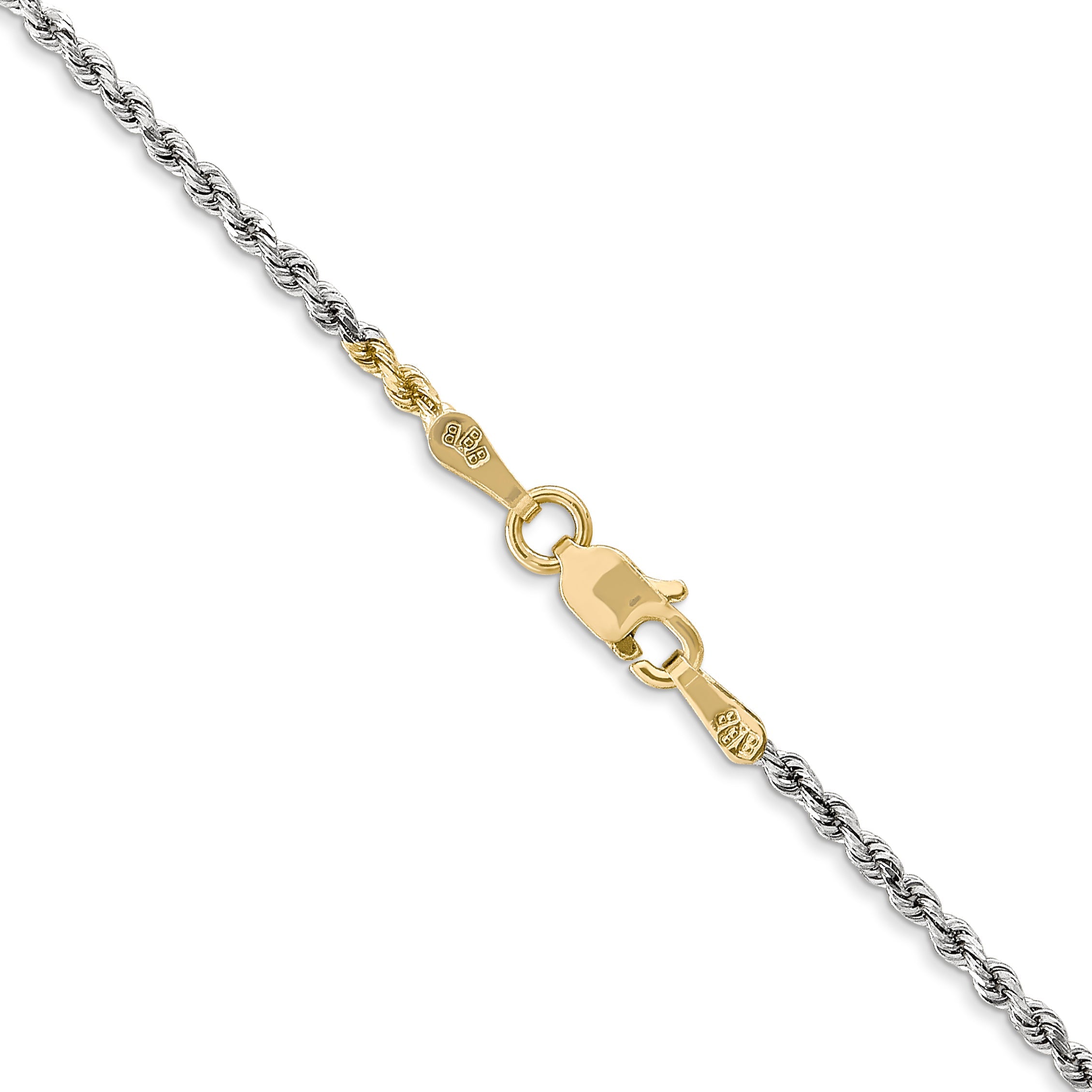 14k Tri-Color Tri-colored 16 inch 1.75mm Diamond-cut Rope with Lobster Clasp Chain Necklace