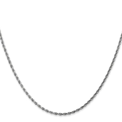 28 Inch 10K White Gold 1.75mm Diamond-Cut Rope Chain Necklace
