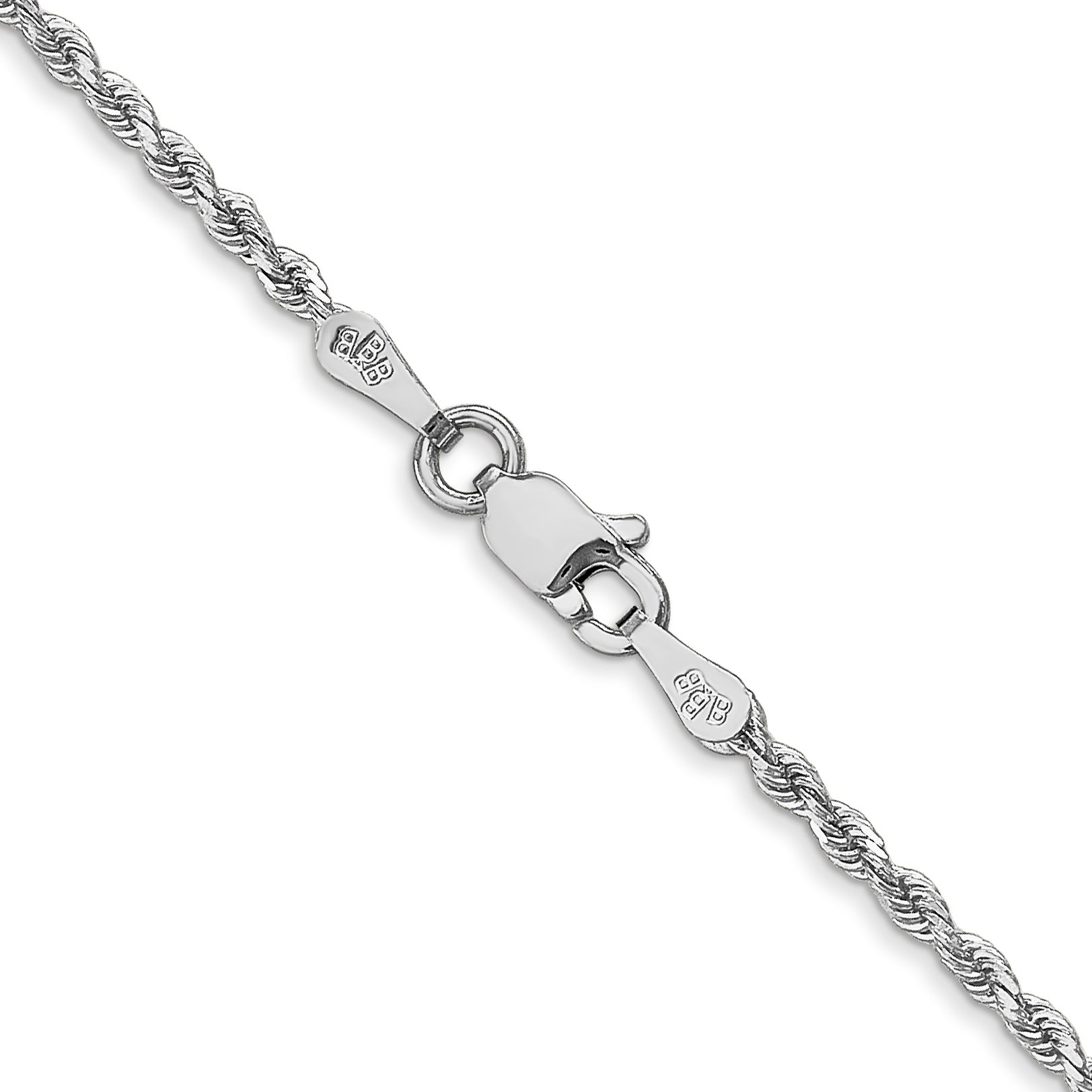 14k White Gold 28 inch 1.75mm Diamond-cut Rope with Lobster Clasp Chain Necklace