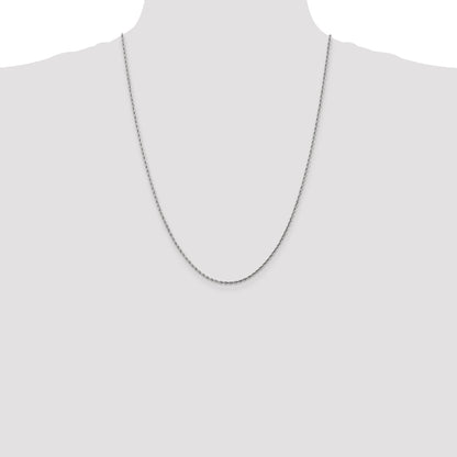 24 Inch 10K White Gold 1.75mm Diamond-Cut Rope Chain Necklace