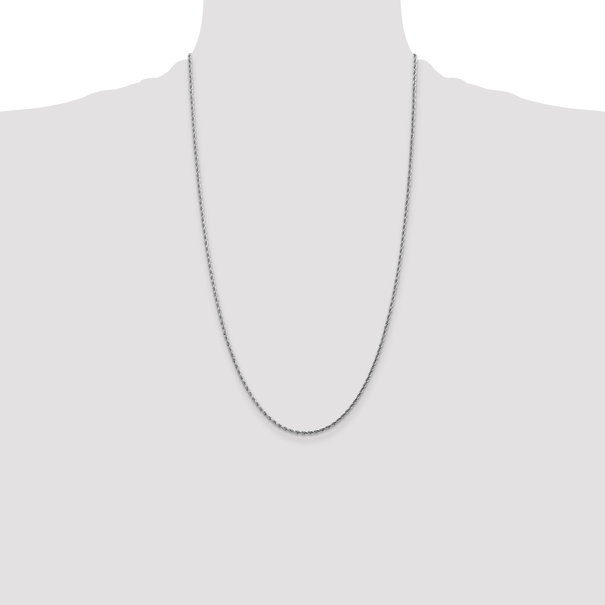 26 Inch 10K White Gold 1.75mm Diamond-Cut Rope Chain Necklace