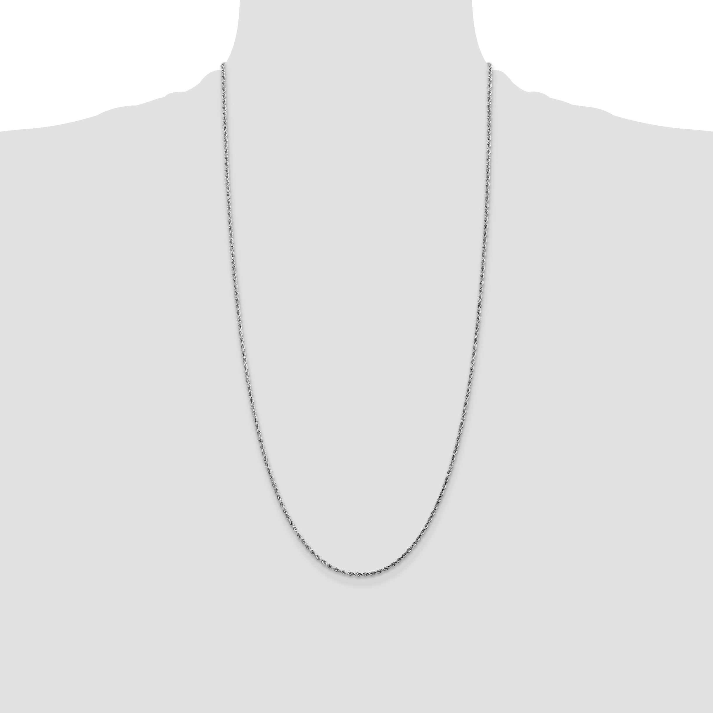 14k White Gold 28 inch 1.75mm Diamond-cut Rope with Lobster Clasp Chain Necklace