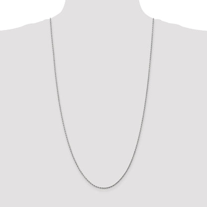 3 Inch 10K White Gold 1.75mm Diamond-Cut Rope Chain Necklace