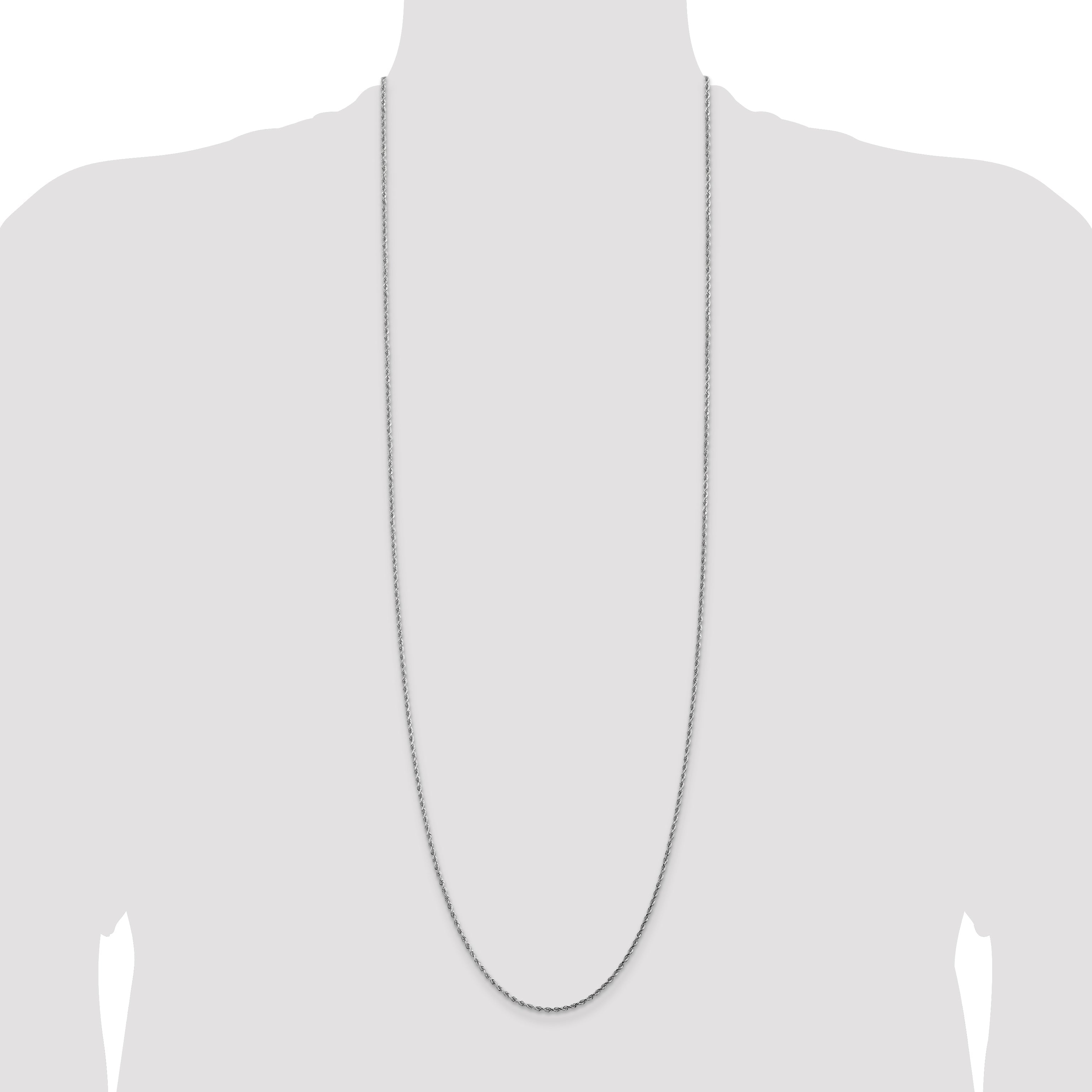 14k White Gold 36 inch 1.75mm Diamond-cut Rope with Lobster Clasp Chain Necklace