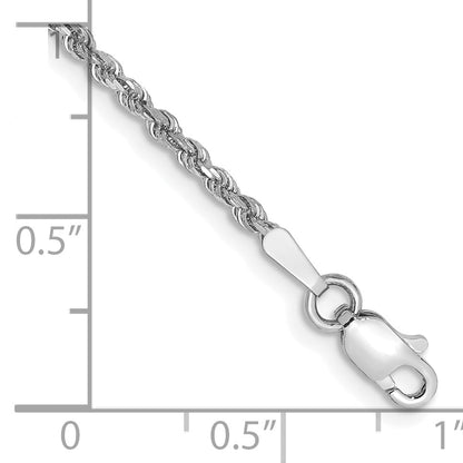 8 Inch 10K White Gold 1.75mm Diamond-Cut Rope Chain Bracelet