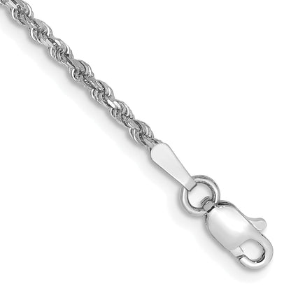 7 Inch 10K White Gold 1.75mm Diamond-Cut Rope Chain Bracelet