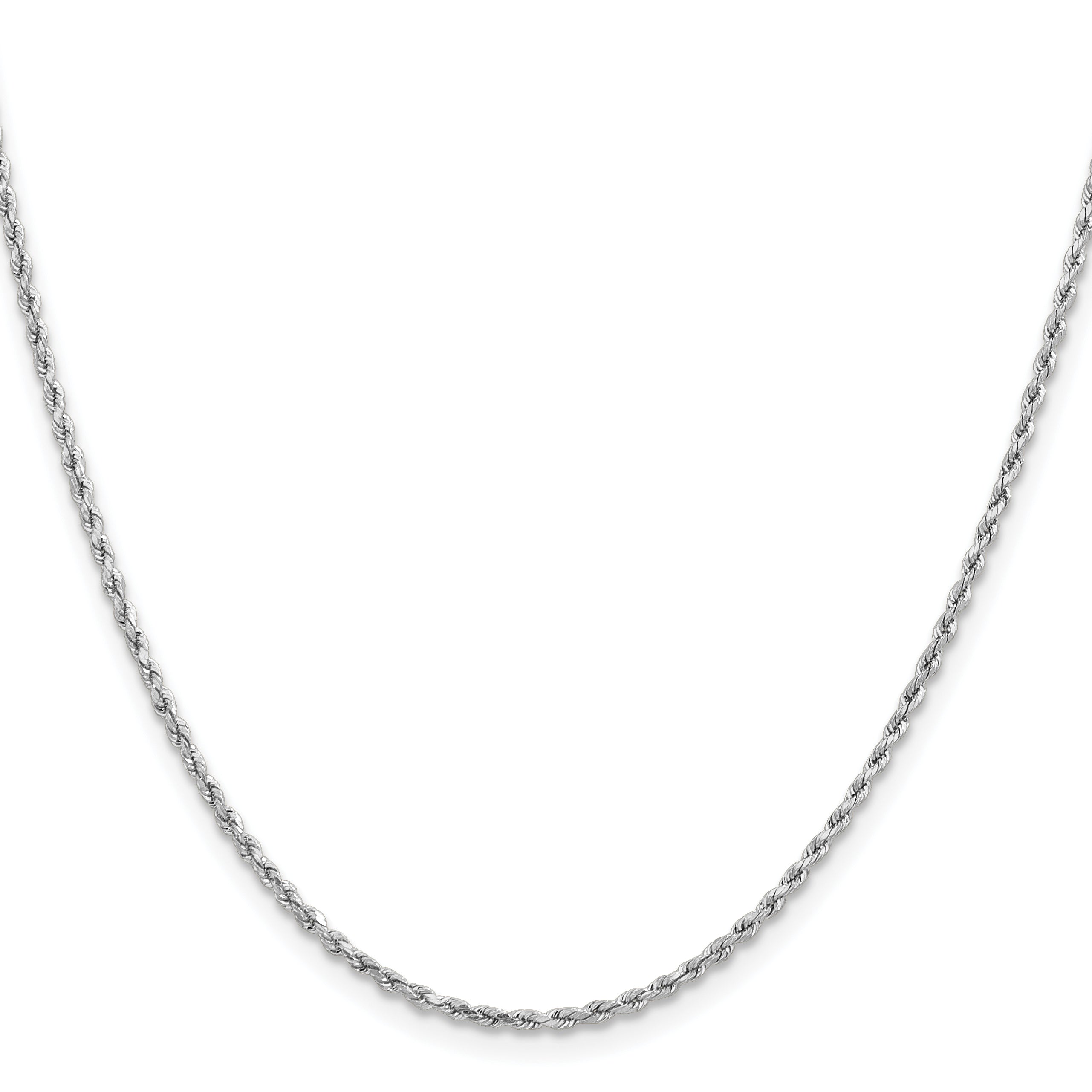 16 Inch 14k White Gold 1.8mm Lightweight D/C Rope with Lobster Clasp Chain Necklace
