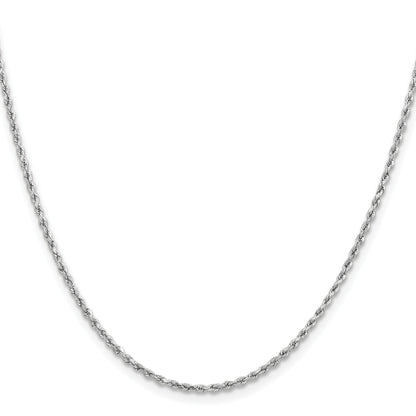 16 Inch 14k White Gold 1.8mm Lightweight D/C Rope with Lobster Clasp Chain Necklace