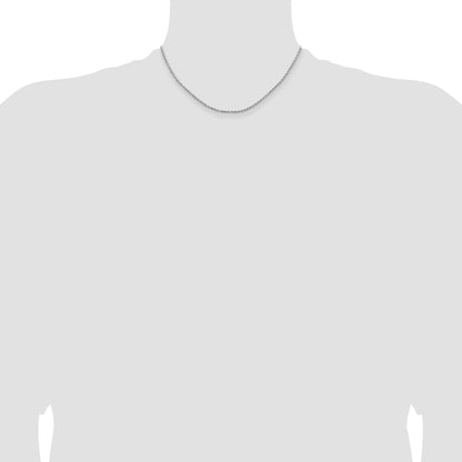 16 Inch 14k White Gold 1.8mm Lightweight D/C Rope with Lobster Clasp Chain Necklace