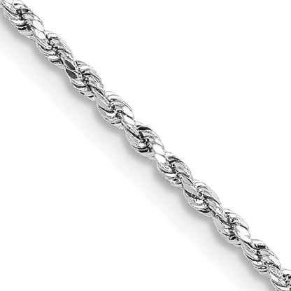 16 Inch 14k White Gold 1.8mm Lightweight D/C Rope with Lobster Clasp Chain Necklace