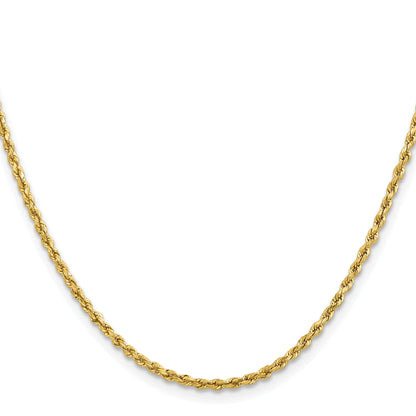 18 Inch 14k Yellow Gold 2mm Lightweight D/C Rope with Lobster Clasp Chain Necklace