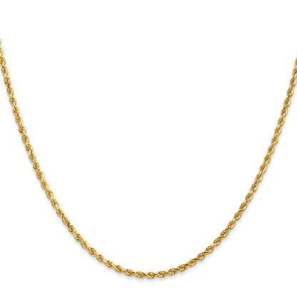 14k Yellow Gold 24 inch 2mm Diamond-cut Rope with Lobster Clasp Chain Necklace