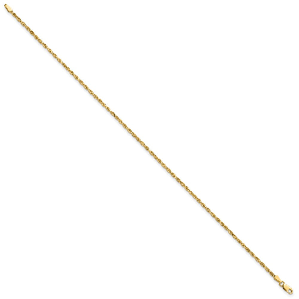 14k Yellow Gold 10 inch 2mm Diamond-cut Rope with Lobster Clasp Anklet