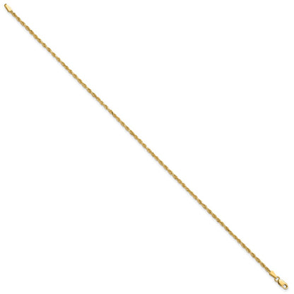14k Yellow Gold 10 inch 2mm Diamond-cut Rope with Lobster Clasp Anklet