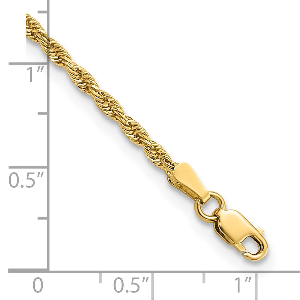 14k Yellow Gold 10 inch 2mm Diamond-cut Rope with Lobster Clasp Anklet