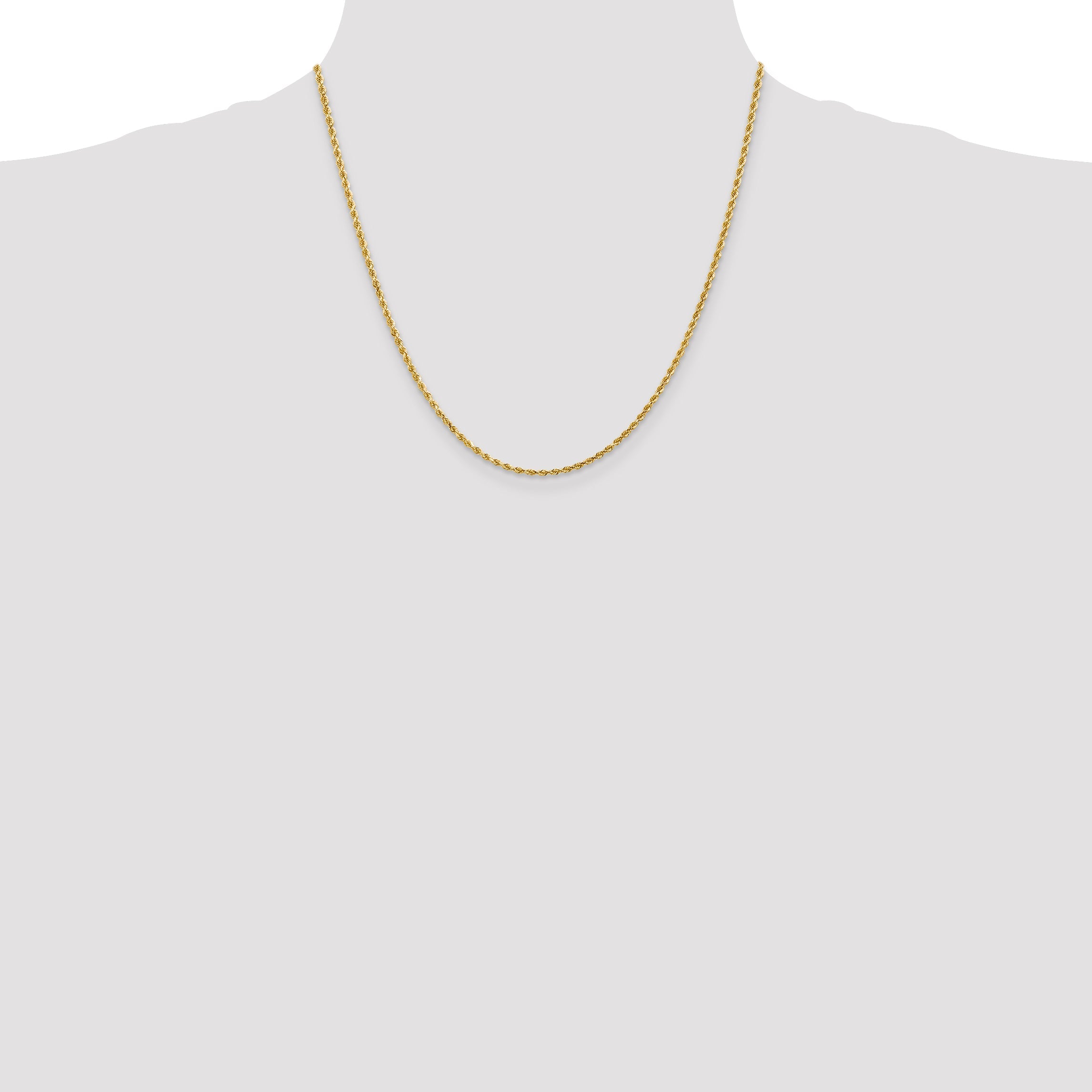 14k Yellow Gold 20 inch 2mm Diamond-cut Rope with Lobster Clasp Chain Necklace