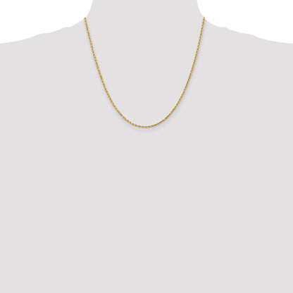 14k Yellow Gold 20 inch 2mm Diamond-cut Rope with Lobster Clasp Chain Necklace